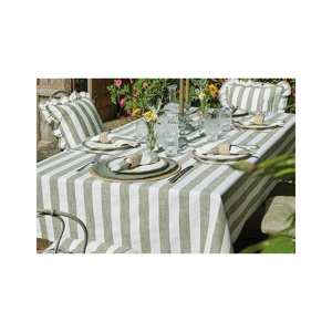 Walton & Co Wide Olive Stripe Tablecloth